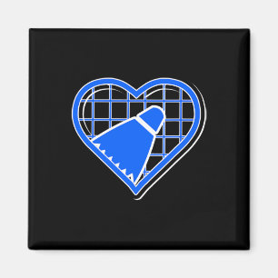 Imã Coração De Badminton Azul Para Amantes De Badminto