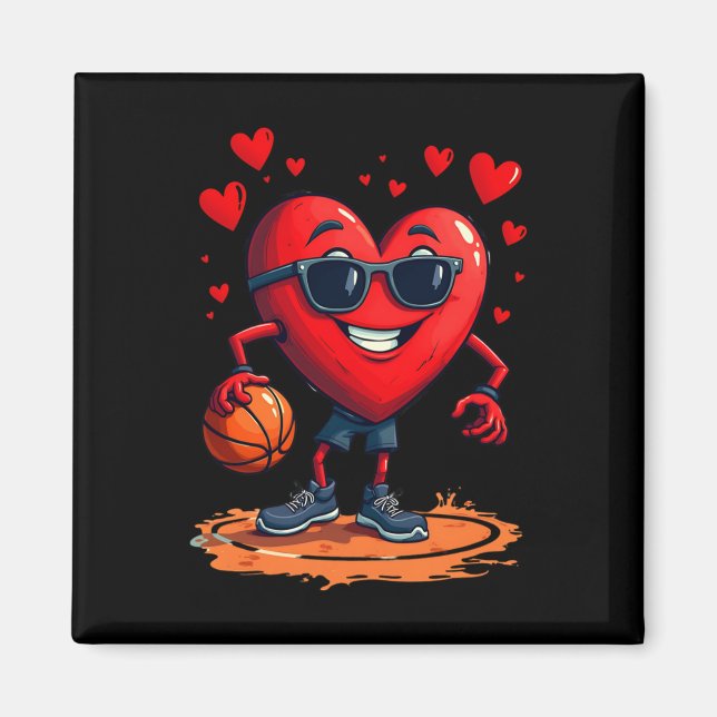 Imã Coração De Basquete - Design De Amor E Hoops Para (Frente)