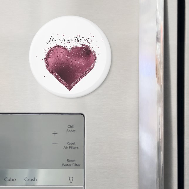 Imã Coração de Brilho Glitter Cereja Borgonha Amor  (In Situ (Fridge))