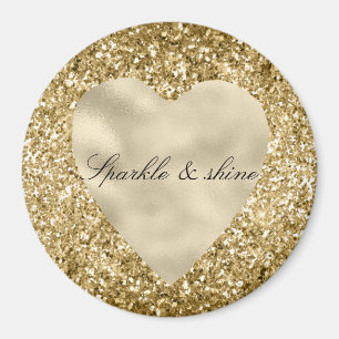 Imã Coração de Dourado brilho personalizado