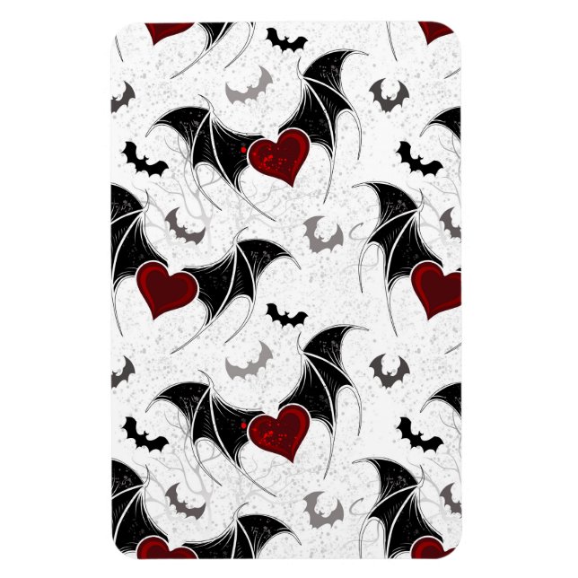 Ímã Coração de Halloween com asas de morcego pretas (Vertical)