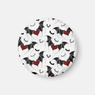 Imã Coração de Halloween com asas de morcego preto