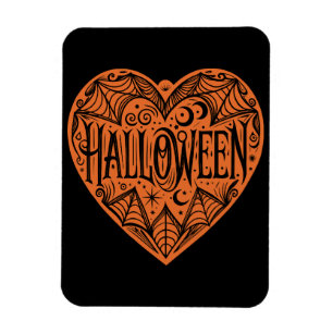 Ímã Coração de Halloween, Coração em Forma de Laranja,