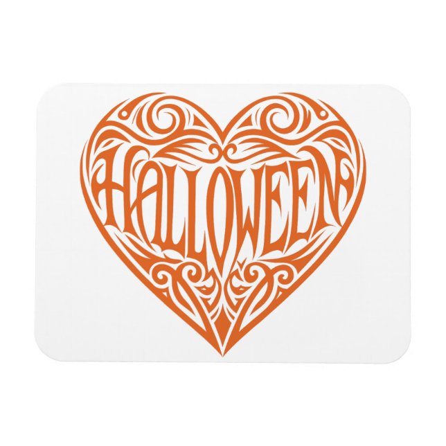 Ímã Coração de Halloween, Coração Laranja, Feriado (Horizontal)