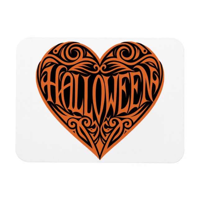 Ímã Coração de Halloween, Coração Laranja, Feriado (Horizontal)