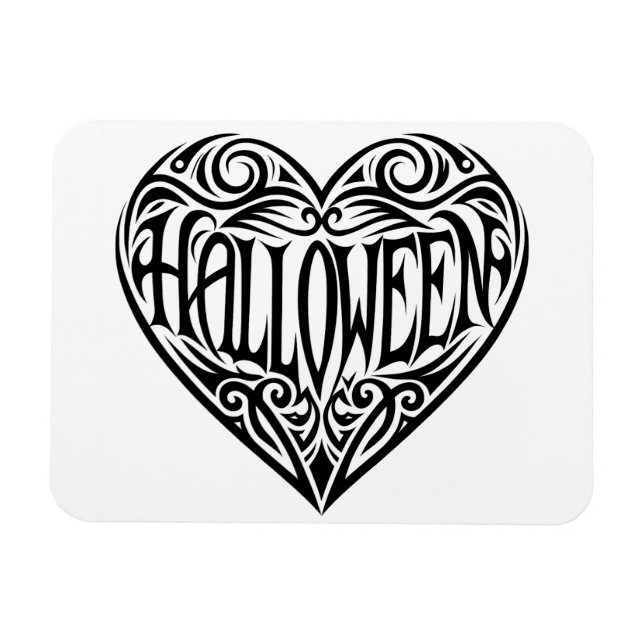Ímã Coração de Halloween, Coração Preto, Feriado (Horizontal)