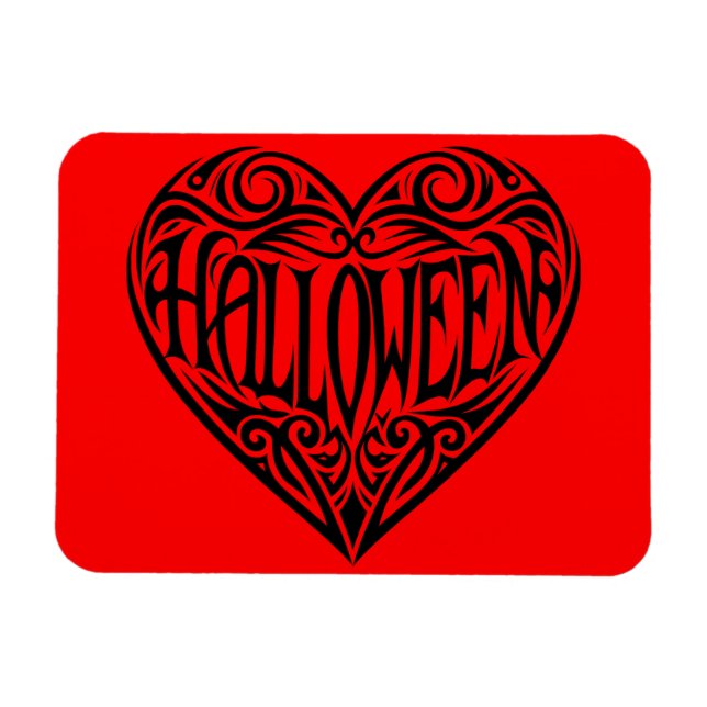 Ímã Coração de Halloween, Coração Preto, Feriado (Horizontal)