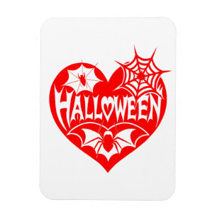 Ímã Coração de Halloween, Coração Vermelho, Teia de Ar