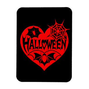 Ímã Coração de Halloween, Coração Vermelho, Teia de Ar