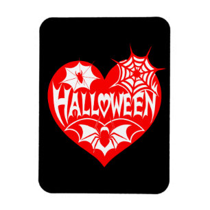 Ímã Coração de Halloween, Coração Vermelho, Teia de Ar