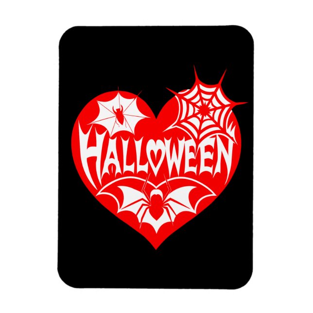 Ímã Coração de Halloween, Coração Vermelho, Teia de Ar (Vertical)