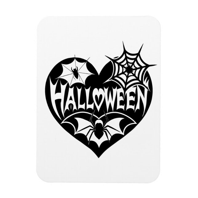 Ímã Coração de Halloween, Forma de Coração Preto, Teia (Vertical)