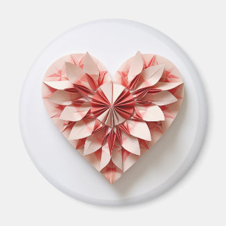 Imã Coração de origami rosa-bicolor