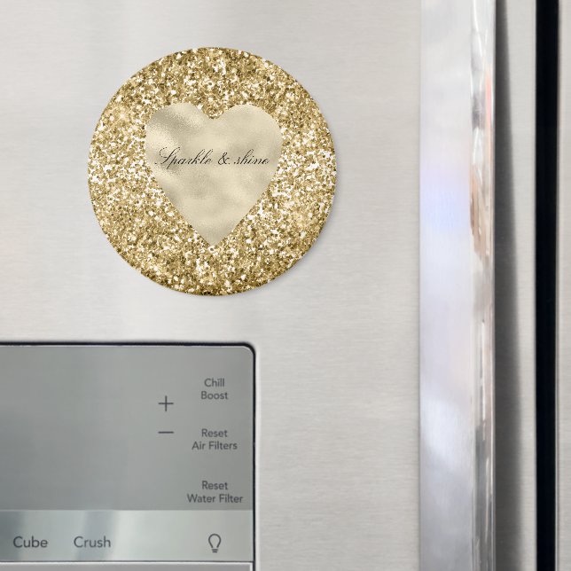 Imã Coração de Ouro Brilho Personalizado (In Situ (Fridge))
