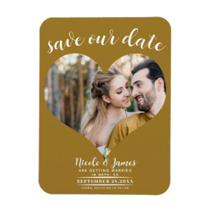 Ímã Coração de Ouro Rústico Foto Casamento Salvar a Da