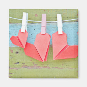 Imã Coração de papel que pendura no Clothesline