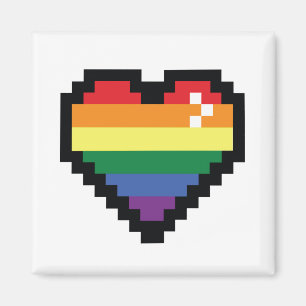 Imã Coração de Pixel Arco-Íris