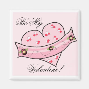 Imã Coração de São Valentim Cor-de-Rosa com Faixa