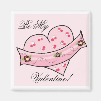 Imã Coração de São Valentim Cor-de-Rosa com Faixa
