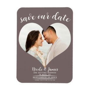 Ímã Coração de Taupe de Cogumelo Foto Casamento Salvar