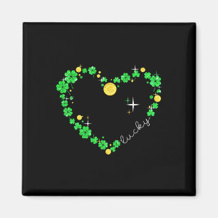 Imã Coração de Trevo de Quatro Folhas Shamrock Feminin