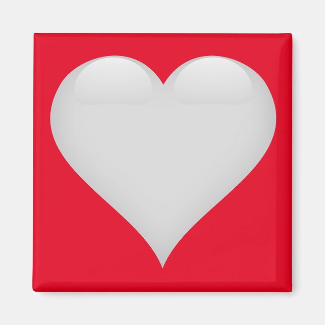 Imã Coração de Vidro Branco Personalizado (Frente)