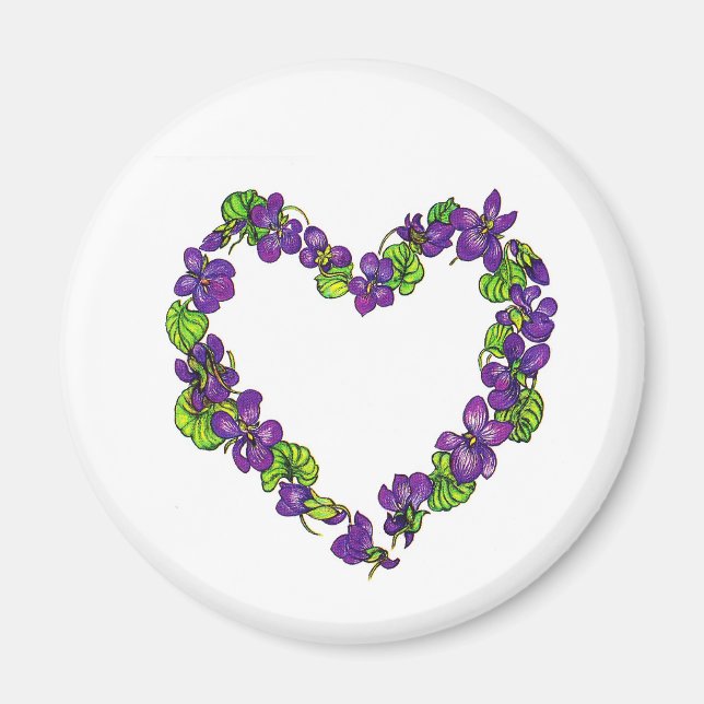 Imã Coração de Violetas (Frente)