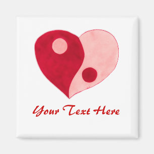 Imã Coração de Yin Yang (vermelho/rosa)