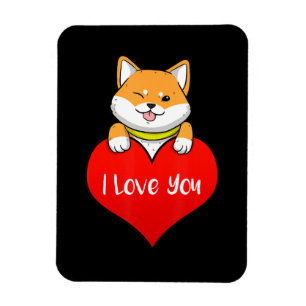 Ímã Coração do cão Shiba Eu Te Amo Decor