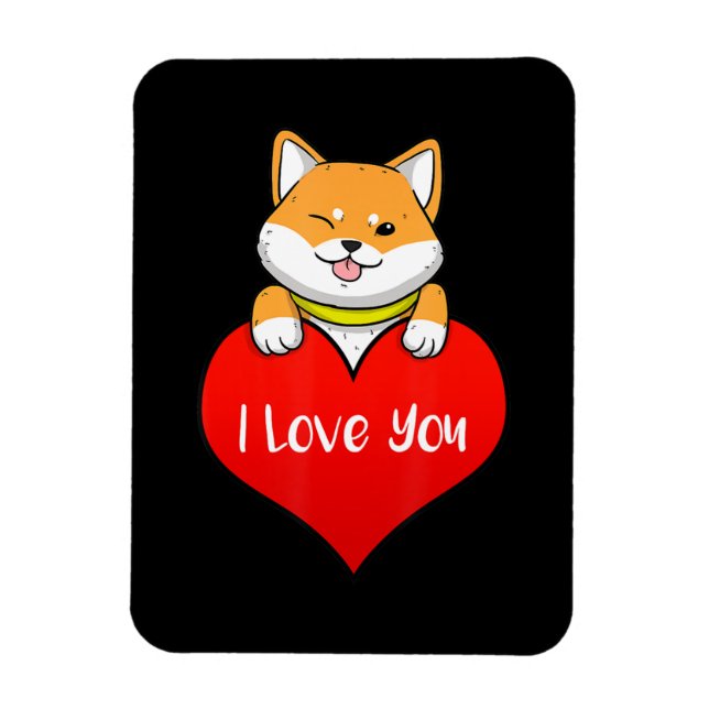 Ímã Coração do cão Shiba | Eu Te Amo Decor (Vertical)
