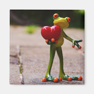 Imã Coração do vermelho do sapo