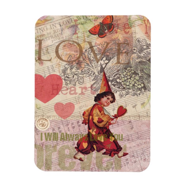 Ímã Coração Doce Namorado Querido Anjo de Valentino (Vertical)