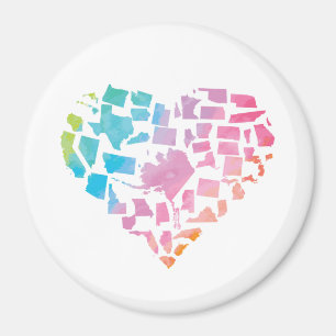 Imã Coração dos Estados Unidos da aguarela