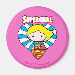 Imã Coração e Logotipo da Supergirl Chibi Starburst