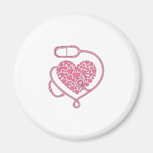 Imã Coração Estetoscópio Amor Médico Desenho de Camisa