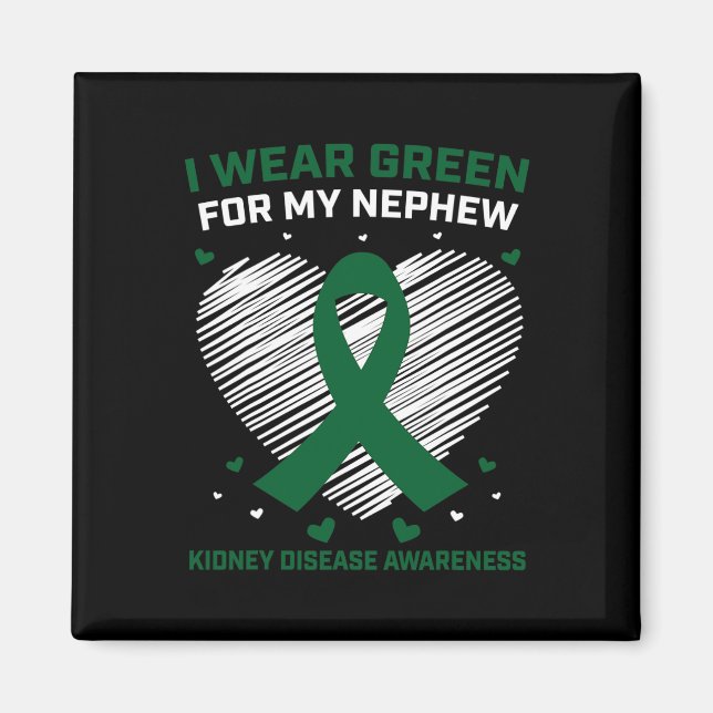 Imã Coração Eu Visto Verde Para Minha Doença Renal De  (Frente)