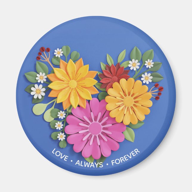 Imã Coração Floral Elegante Esculpido (Frente)