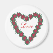 Coração Formatada Poinsettia Flor Magnets