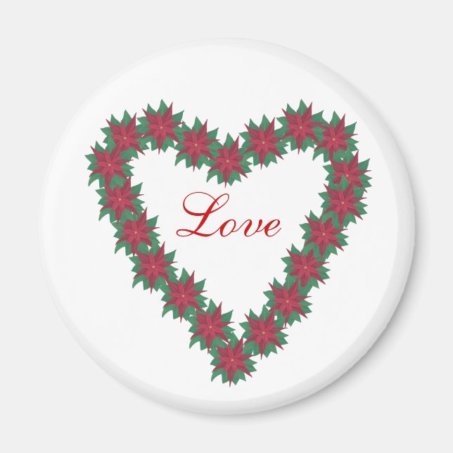 Imã Coração Formatada Poinsettia Flor Magnets (Frente)