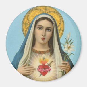Imã Coração imaculado de Mary - rosas, lírio, espad