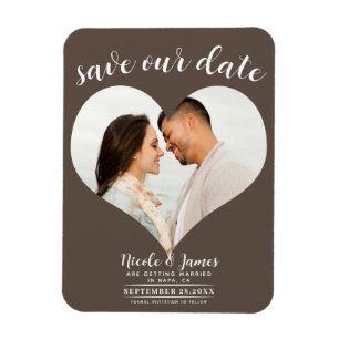 Ímã Coração Marrom Médio Foto Casamento Salve a Data