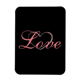 Ímã Coração Moderno Cinza Caligrafia Amor Casamento