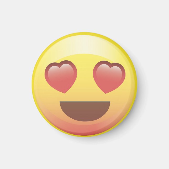 Imã Coração Olhos Felizes Amor Emoji Magnet (Frente)