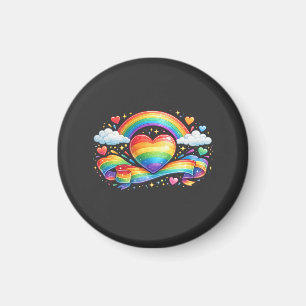 Imã Coração Orgulho Arco-íris – Design Colorido de Amo
