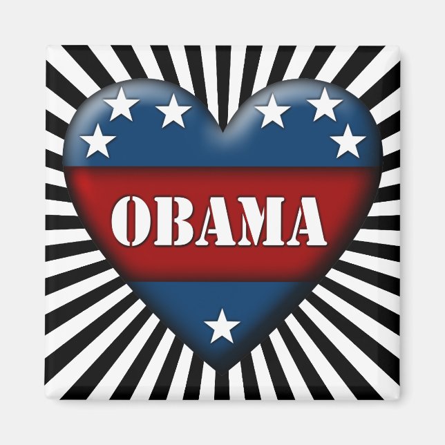 Imã coração patriótico de obama (Frente)