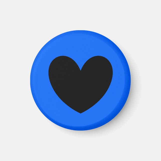 Imã Coração preto no azul (Frente)