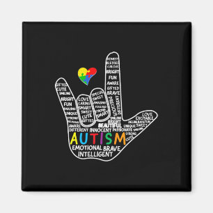 Imã Coração Puzzle Asl Amor Língua de Sinais Mão Autis