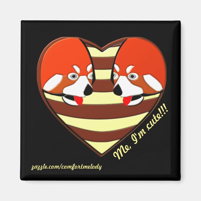 Imã Coração Red Panda Love (Frente)