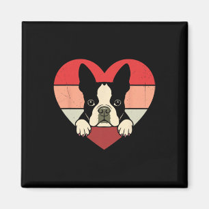 Imã Coração Retro Boston Terrier Cachorro Vintage Dia