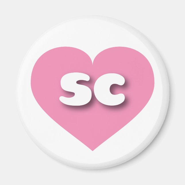 Imã Coração rosa da Carolina do Sul - Eu adoro sc (Frente)